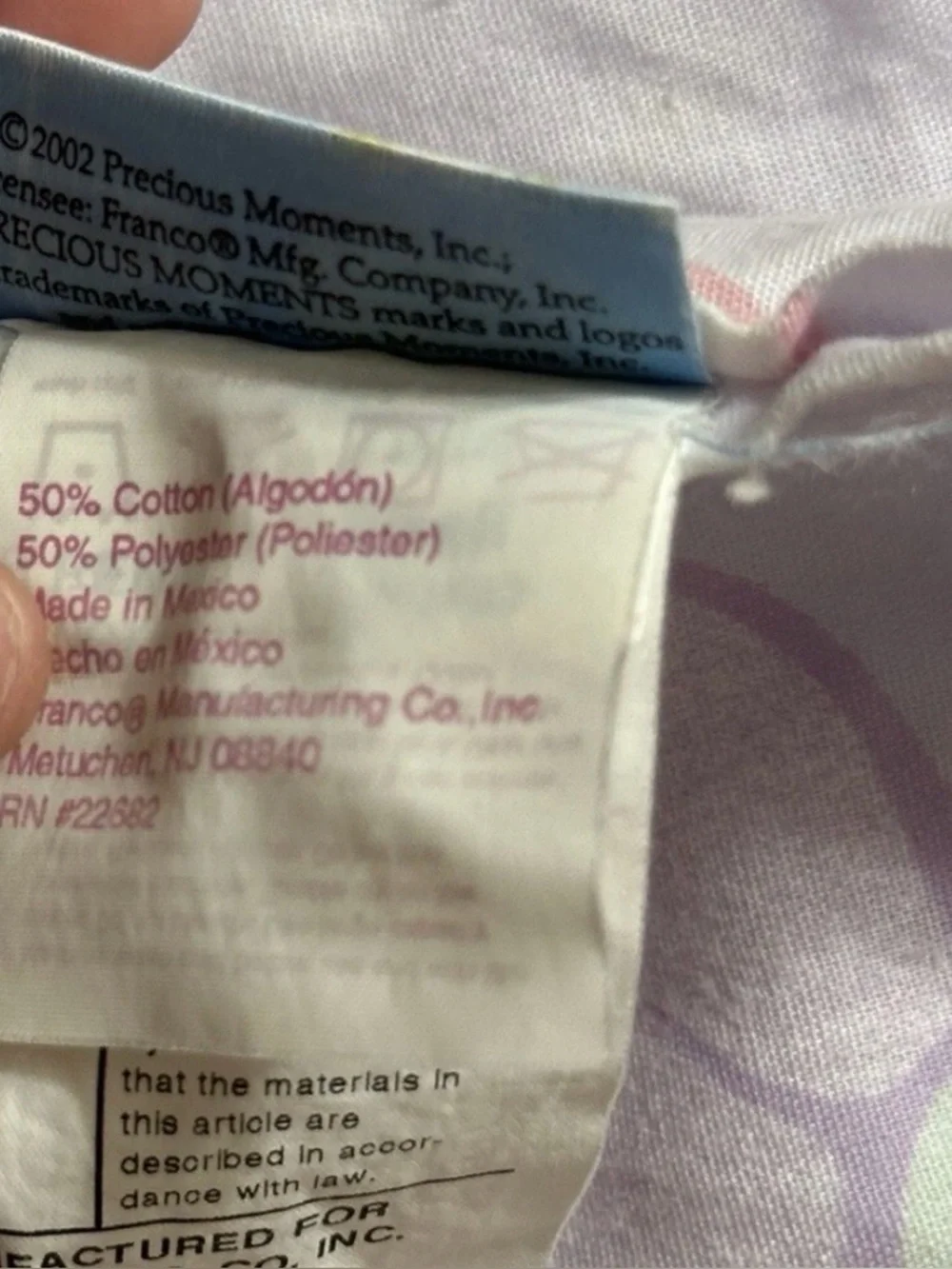 2002 Precious Moments Twin Comforter Quilt Blanket 64x86
